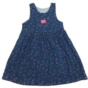 VTG 90s OshKosh Bgosh Pink Floral Rosebud Denim Jumper Dress Girls Size 6 Rare